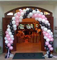 Swirled balloon entrance arch for mitzvzh party