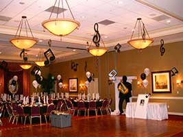 Decor for a music theme mitzvah party