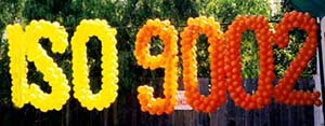 ISO9002 sign created from balloons for a Silicon Valley company employee quality celebration logo for Silicon Valley company