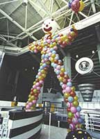 Giant clown serves as the entrance decoration for a corporate party at the HP Arena