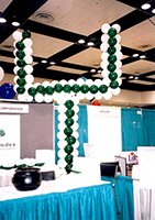 Giant balloon sculpture goal post to attract attention to trade show booth