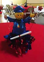 Mylar balloon miniature graduate table centerpiece