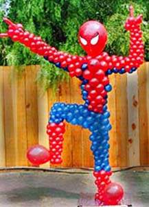 A seven foot tall balloon sculpture of Spiderman