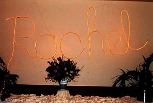Rope lighting name wall sign for a Bat Mitzvah
