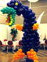 Fiery dragons abound in tales of old.  Our 8 foot tall balloon dragon can fit a number of tales