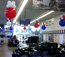 Ceiling bubble decoration for a car dealer sales event